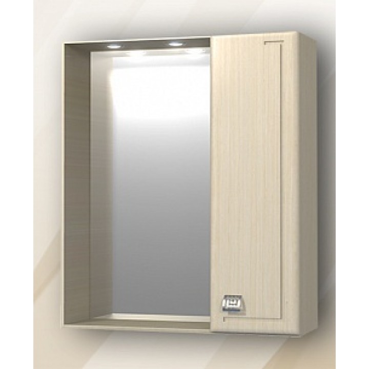 Зеркало "Толедо" 65см, шкаф справа,свет, розетка, выб.дуб 27652