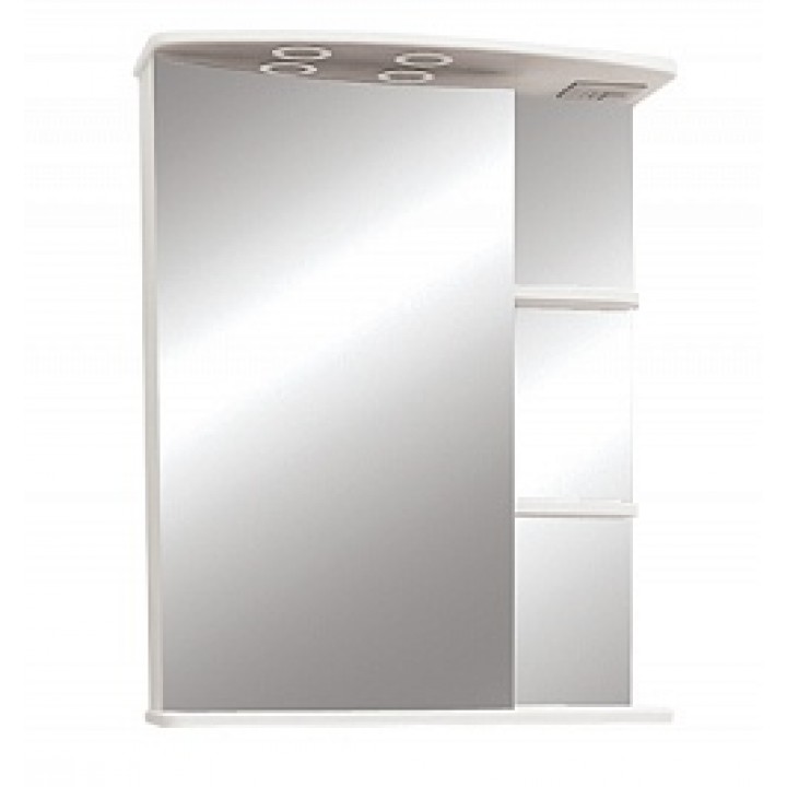 Зеркало-шкаф "Магнолия" 60 см полочки слева, свет, выкл., розетка белый 7326