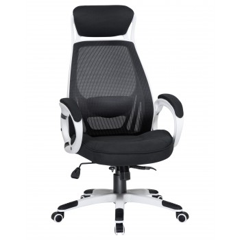 Офисное кресло для руководителей DOBRIN STEVEN WHITE (белый пластик, чёрная ткань)