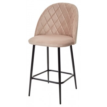 Полубарный стул НИРВАНА, цвет бежевый B-05, велюр / черный каркас H=63cm М-City
