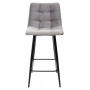 Полубарный стул CHILLI-QB светло-серый #26, велюр / черный каркас (H=66cm) М-City