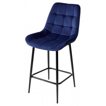 Полубарный стул ХОФМАН, цвет темно-синий #H60, велюр / черный каркас H=63cm М-City