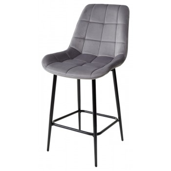 Полубарный стул ХОФМАН, цвет темно-серый #H15, велюр / черный каркас H=63cm М-City