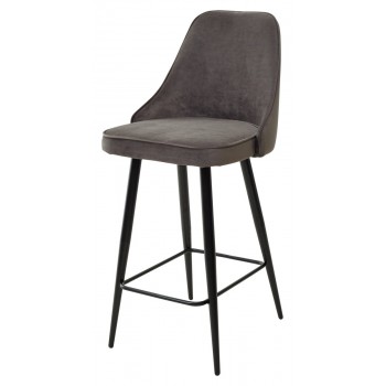 Полубарный стул NEPAL-PB ГРАФИТ #14, велюр/ черный каркас (H=68cm) М-City