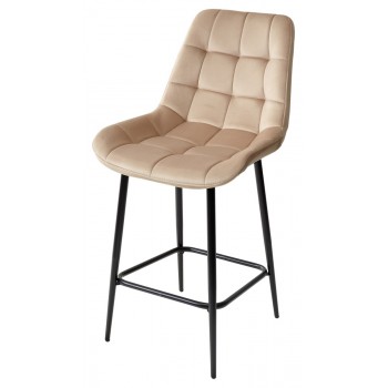 Полубарный стул ХОФМАН, цвет капучино #H65, велюр / черный каркас H=63cm М-City