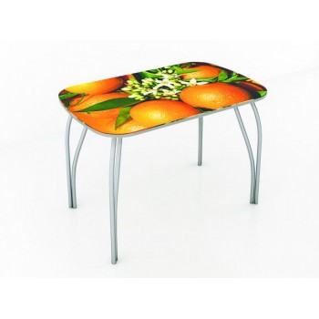 Столы обеденные со стеклом и фотопечатью «Лотос - Апельсин»