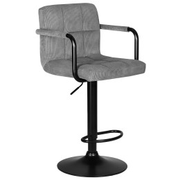 Стул барный DOBRIN KRUGER ARM BLACK, серый вельвет (LAR-E2041-25)
