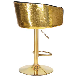 Стул барный DOBRIN DARCY GOLD SHINY, черный велюр с золотыми пайетками