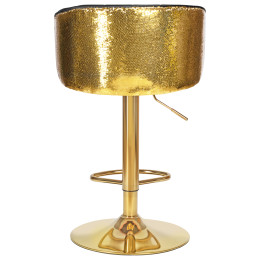 Стул барный DOBRIN DARCY GOLD SHINY, черный велюр с золотыми пайетками