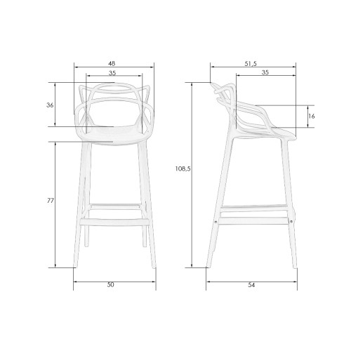 Набор 4 шт Стул барный DOBRIN MASTERS BAR, чёрный (B-03)
