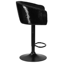 Стул барный DOBRIN DARCY BLACK SHINY, черный велюр с черно-золотыми пайетками