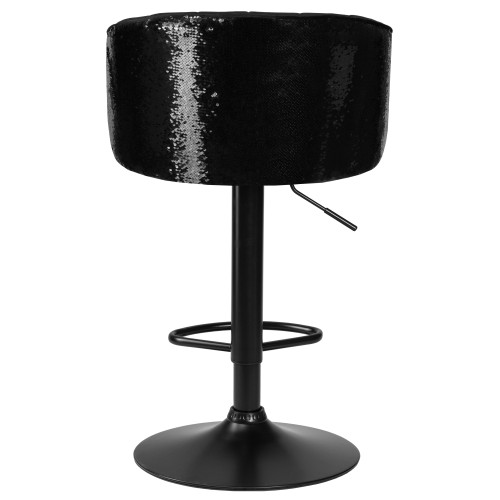 Стул барный DOBRIN DARCY BLACK SHINY, черный велюр с черно-золотыми пайетками
