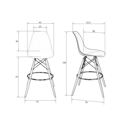 Стул барный DOBRIN DSW BAR, ножки светлый бук, цвет персиковый (NX-Y-06)