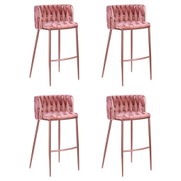 Набор 4 шт Стул барный DOBRIN EMMA ROSE GOLD, розовый велюр (VF-10)