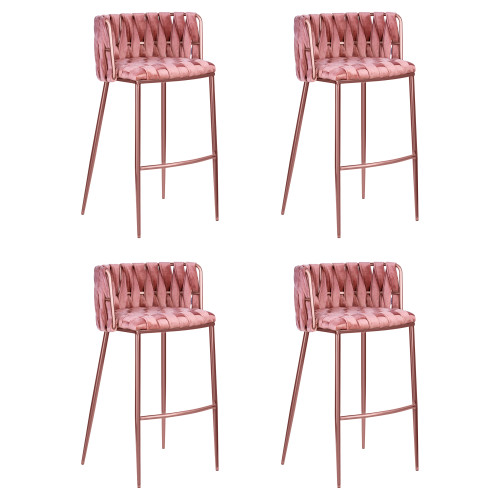 Набор 4 шт Стул барный DOBRIN EMMA ROSE GOLD, розовый велюр (VF-10)
