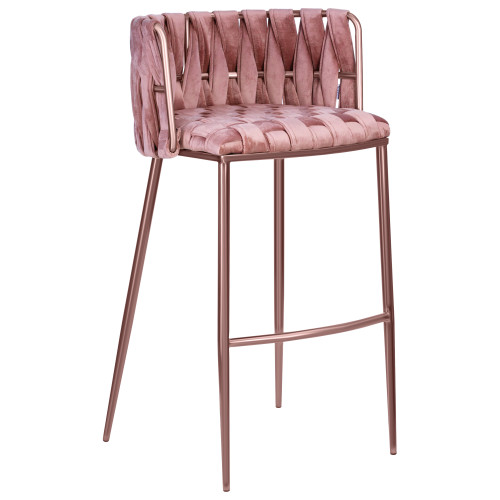 Набор 4 шт Стул барный DOBRIN EMMA ROSE GOLD, розовый велюр (VF-10)
