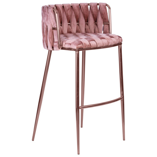 Стул барный DOBRIN EMMA ROSE GOLD, розовый велюр (VF-10)