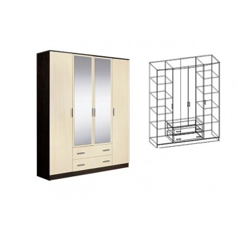Шкаф 4-х створчатый комбинированный с зеркалами "Светлана"