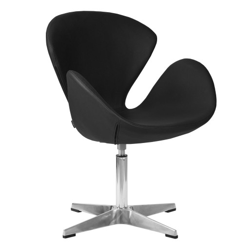 Кресло дизайнерское DOBRIN SWAN, черный кожзам P13, алюминиевое основание