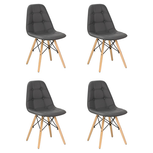 Набор 4 шт Стул обеденный DOBRIN BENNET, ножки светлый бук, серый