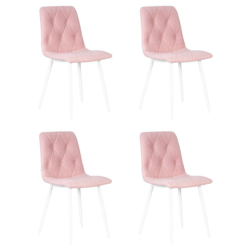 Набор 4 шт Стул обеденный DOBRIN CHILLY ROMBO, Розовый Simple 03, основание белый