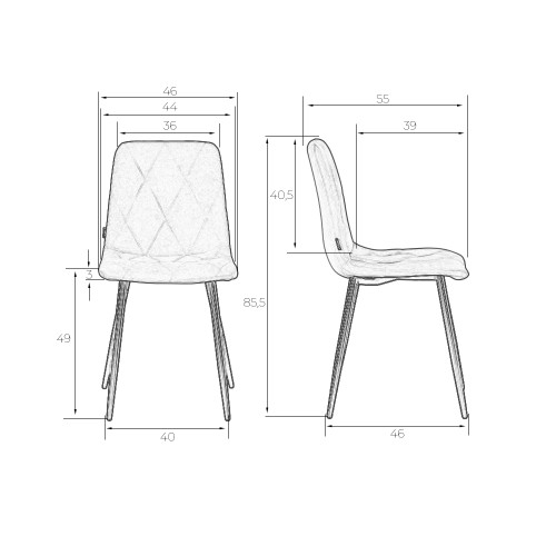 Набор 4 шт Стул обеденный DOBRIN CHILLY ROMBO, Розовый Simple 03, основание черное