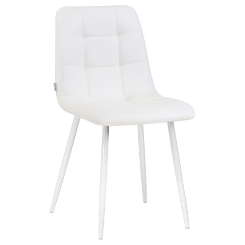 Стул обеденный DOBRIN ALEX, белые ножки, белая экокожа (P-02)