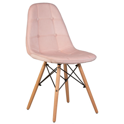 Стул обеденный DOBRIN BENNET, ножки светлый бук, пудрово-розовый велюр (HLR-39)