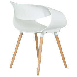 Набор 4 шт Стул обеденный DOBRIN ALIEN, ножки светлый бук, цвет белый (W-02)