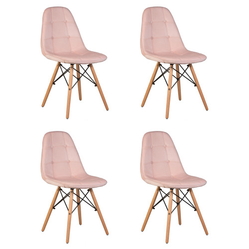 Набор 4 шт Стул обеденный DOBRIN BENNET, ножки светлый бук, пудрово-розовый велюр (HLR-39)