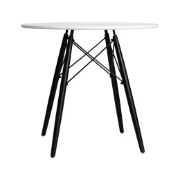 Стол обеденный DOBRIN CHELSEA`80 BLACK, столешница белая, основание черное