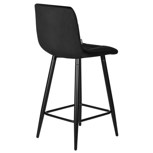 Стул полубарный DOBRIN OLIVIA, черные матовые ножки, черный велюр (108-77)