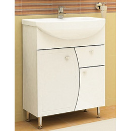 Тумба "Roman" под ум-ник "Уют" 60 см с 1-ним ящиком на ножках белый бархат  арт 16114