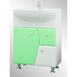 Тумба "Roman" под ум-ник "Уют" 60 см с 1-ним ящиком на ножках голубая/салатовая