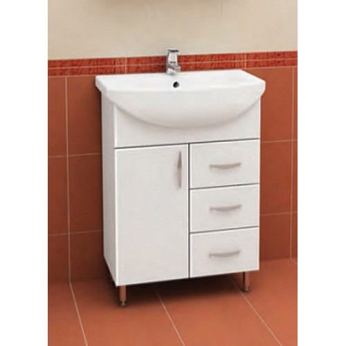 Тумба под ум-ник Уют 50 см с 3-мя ящиками на ножках белая 14401