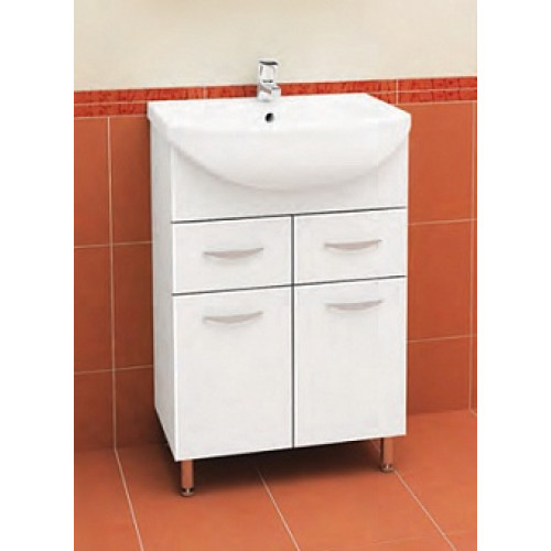 Тумба под ум-ник Уют 55 см с 2-мя ящиками на ножках белая 13787