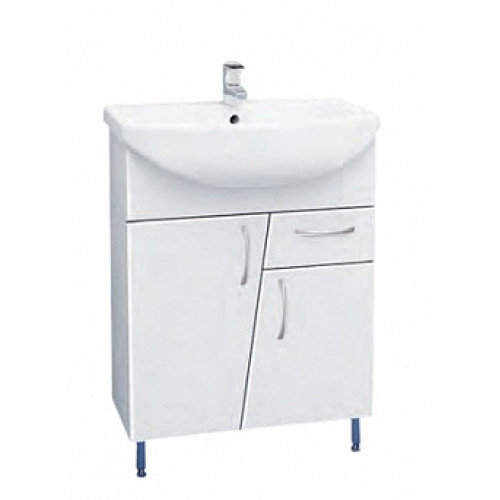 Тумба под ум-ник Уют 60 см с 1-ним ящиком на ножках белая 12639