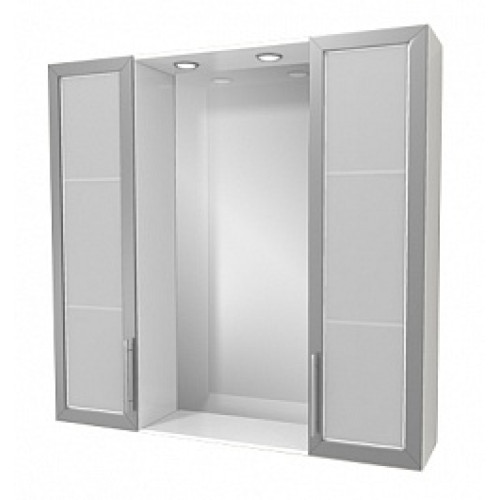 Зеркало Виттория 82 см, 2 шкафа по бокам, свет, розетка, выкл., белый 27666