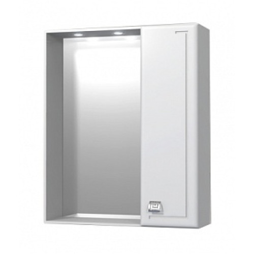 Зеркало Толедо 60см, шкаф справа,свет, розетка, белый 27647