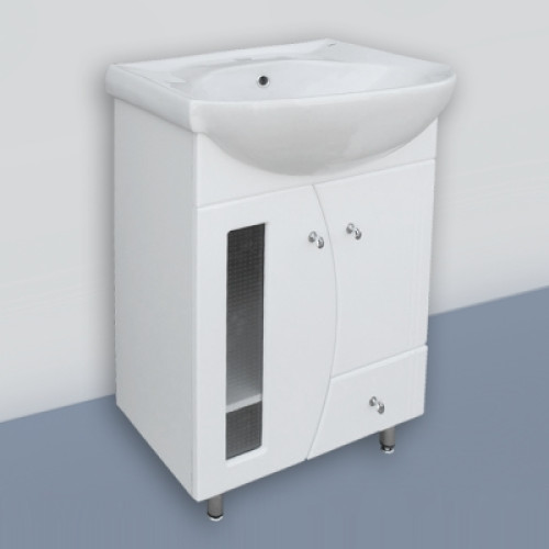 Тумба Глория 58 с умывальником  Интакт с ящиком, со стеклом