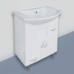Тумба "Квадро 60" с  умывальником "Грация"  (Воротынск) белый, с 2 ящиками