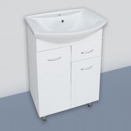 Тумба "Вероника 60"с умывальником "Грация" с ящиком и корзиной