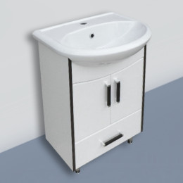 Тумба "Астра 60" с  умывальником "Уют-60"  (Киров) белый, с ящиком