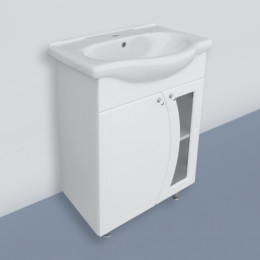 Тумба "Лиза 60" с  умывальником "Элегия" со стеклом