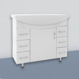 Тумба "Элегант 85" с  умывальникщм "Элеганс 85", белый, 6 ящиков