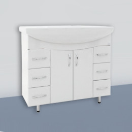 Тумба "Элегант 105" с  умывальником  "Элеганс 105", белый, 6 ящиков