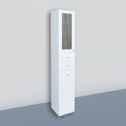 Пенал с корзиной  со стеклом, с 2 ящиками