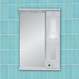 Зеркало "Империя 50" с гравировкой со шкафчиком с зеркальными вставками