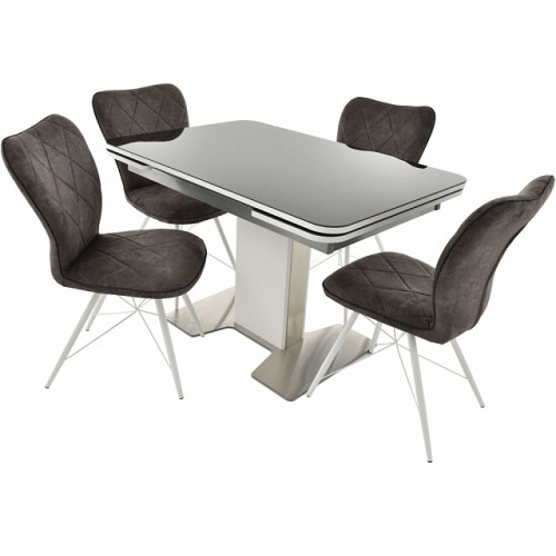 Стол «Тайбэй» стекло черное, каркас белый