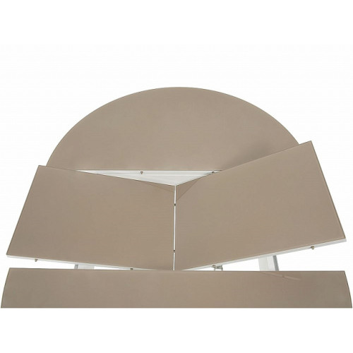 Стол «Ривьера» круг стекло капучино, каркас белый